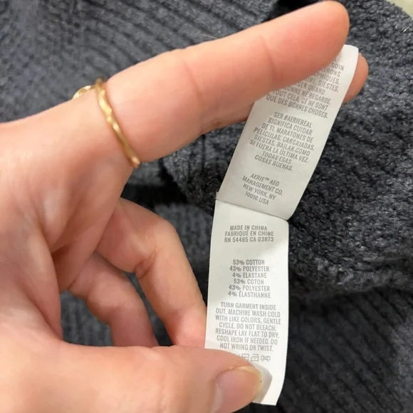 Aerie Women's Sweater CozyUp Waffle Knit Quarter Zip Gray Boxy Oversized Sz S - Picture 6 of 8